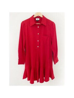 Tuckernuck Callahan Long Sleeve Collared Dress Red